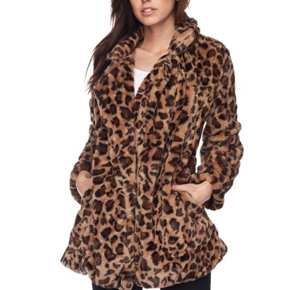 NEW WOMENS FAUX FUR SUPER SOFT LEOPARD TEDDY JACKET - Picture 2 of 9
